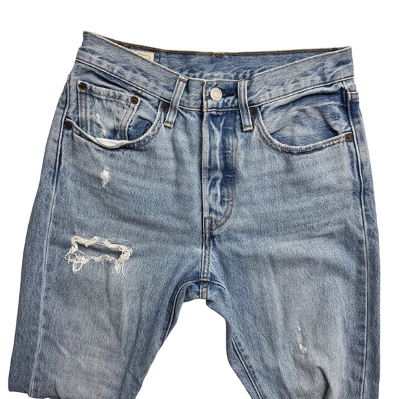 Levi's 501S Premium Distressed‎ Denim Jeans Light Wash Rips Women's W26 L28 - Picture 1 of 9